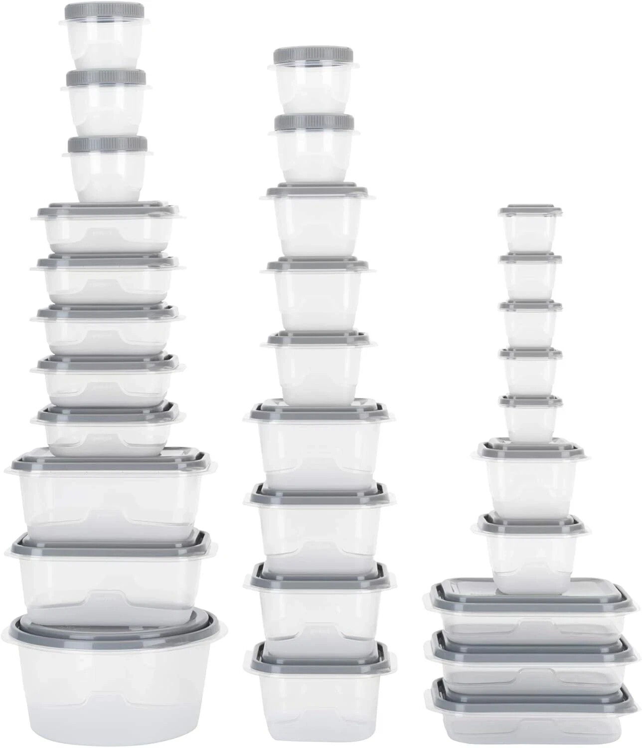 GoodCook EveryWare 60pc Container Set, BPA Free – 60-Piece, Clear and Gray