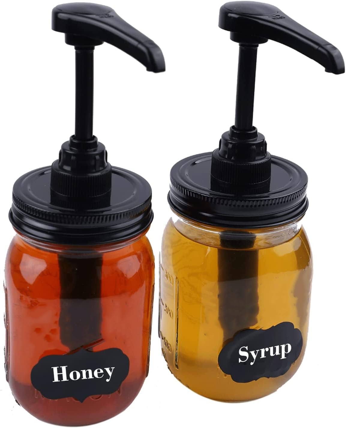 GLUKIEWT Mason Jar Syrup Dispenser Pump Lids For Regular Mouth Jar (2 Pack) C…