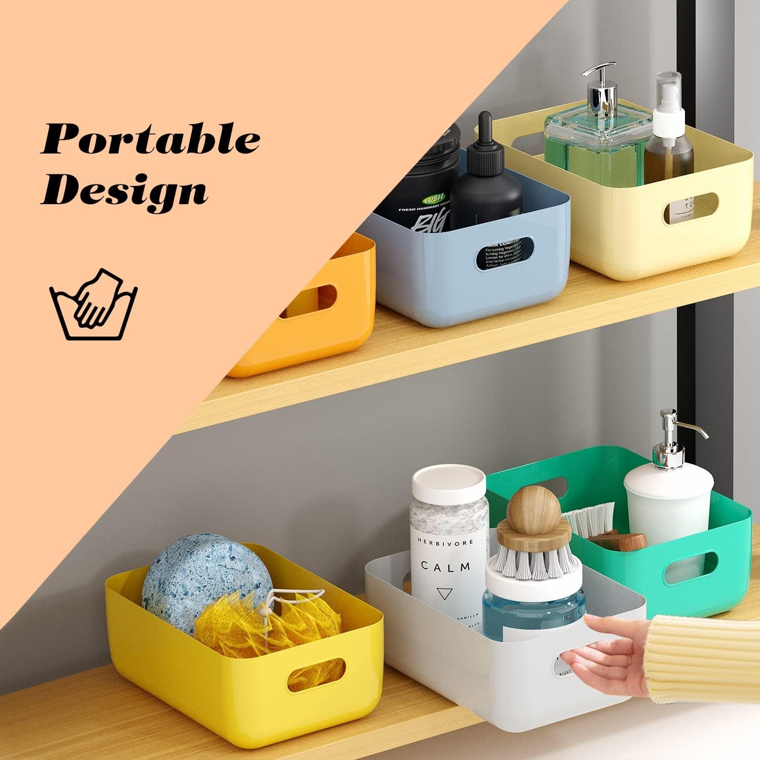 Plastic Storage B-ins 4.2L Small Organizer Bin Classroom Kitchen Pantry 7 Pack