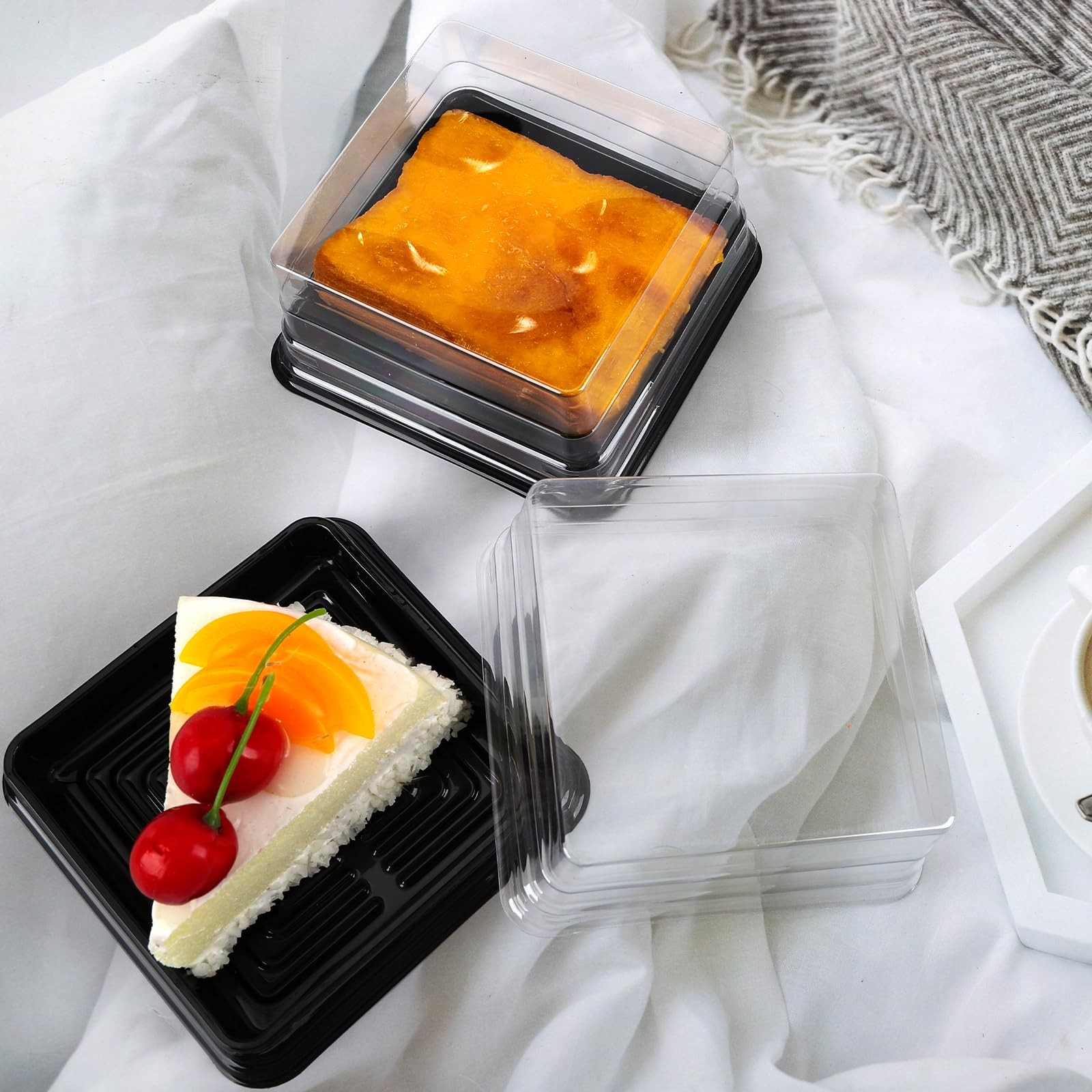 50 Pack Black Cake Pans,Bottom 5Inch X Heigh 2.2Inch Clear plastic mini cake …