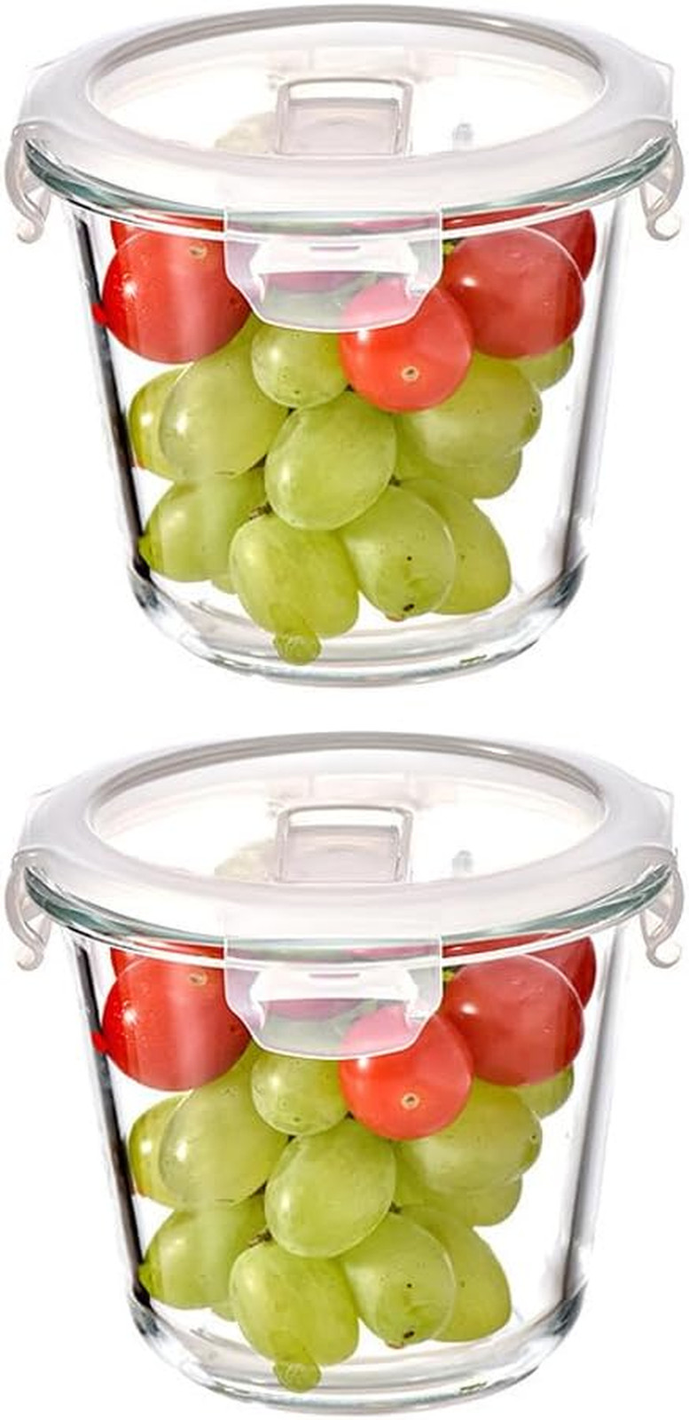 3Cup round Glass Food Storage Containers with Airtight Lids, 23Oz Glass Meal Pre