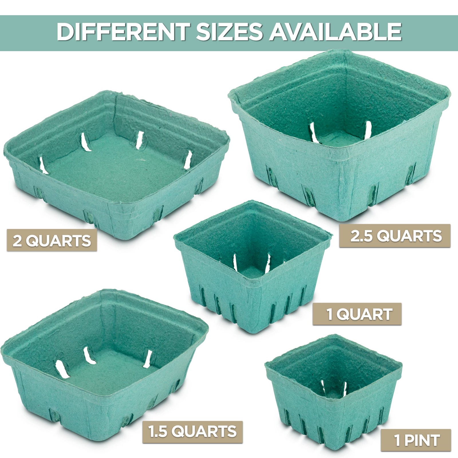 FMP Brands 44 Pack Pint Green Molded Pulp Fiber Berry Basket Produce Vented C…