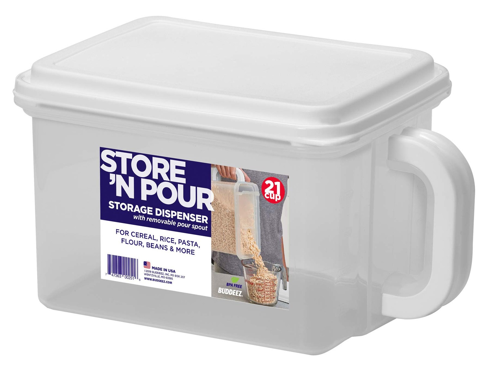 Buddeez Cereal Containers Storage – Airtight Food 21 CUP, White