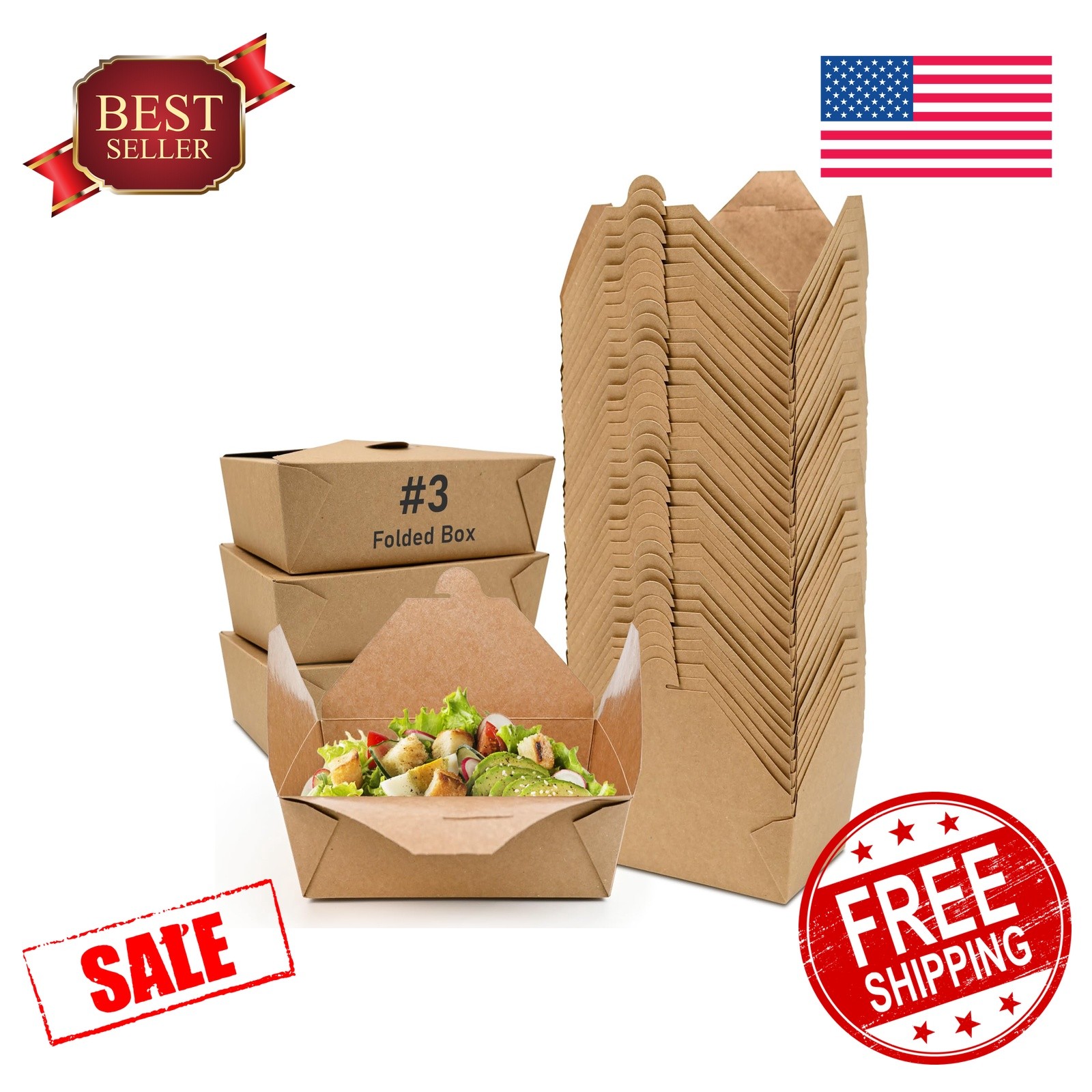 EcoDispose 71oz 70pc Kraft paper takeout boxes