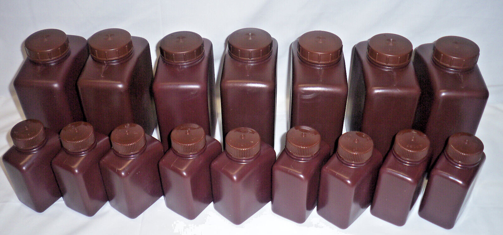 Nalgene HDPE Rectangle Storage Bottles Brown Labratory Grade Wide Mouth Prepper
