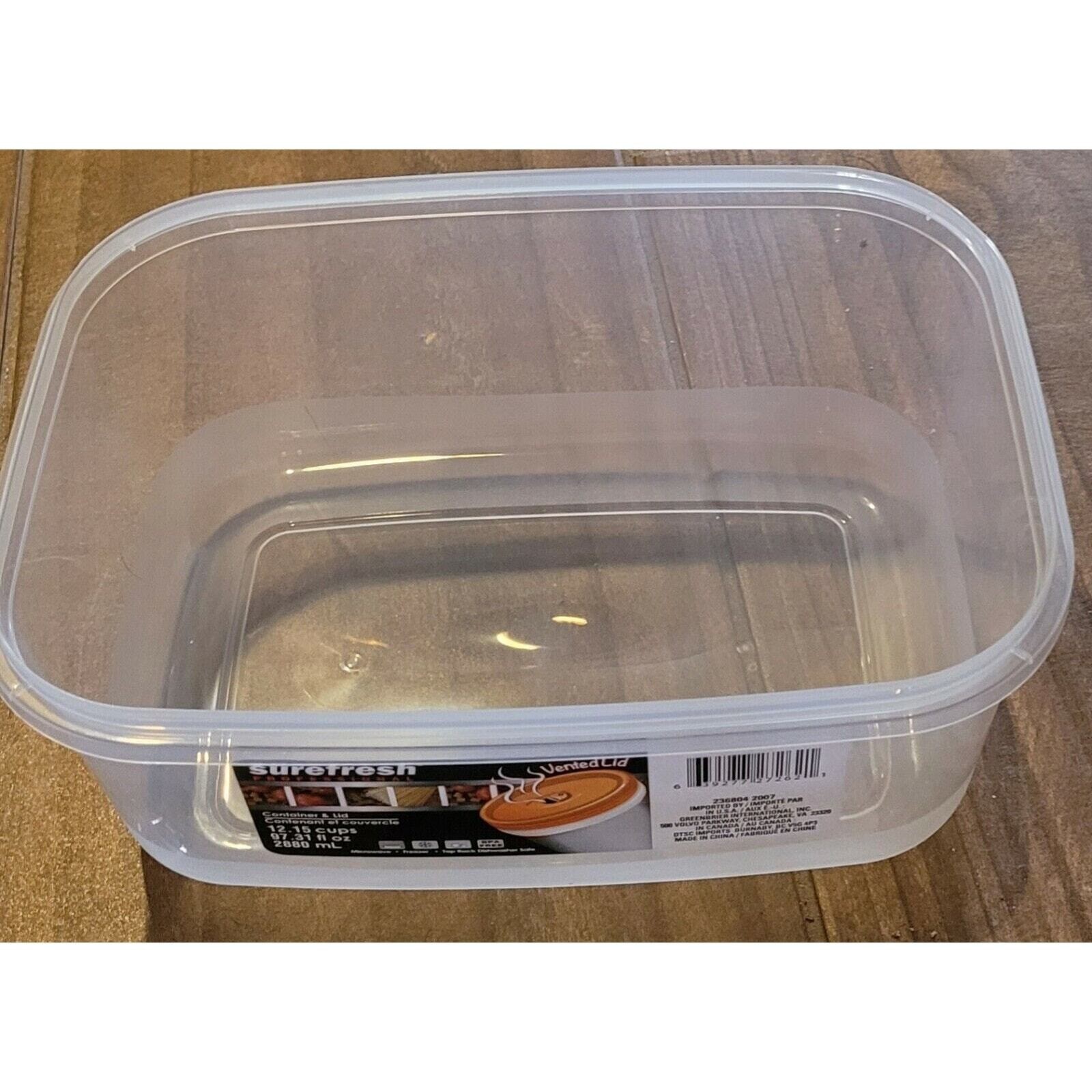 Surefresh Clear Plastic Food Storage Container Orange Vented Lid 2880ml Set Of 2