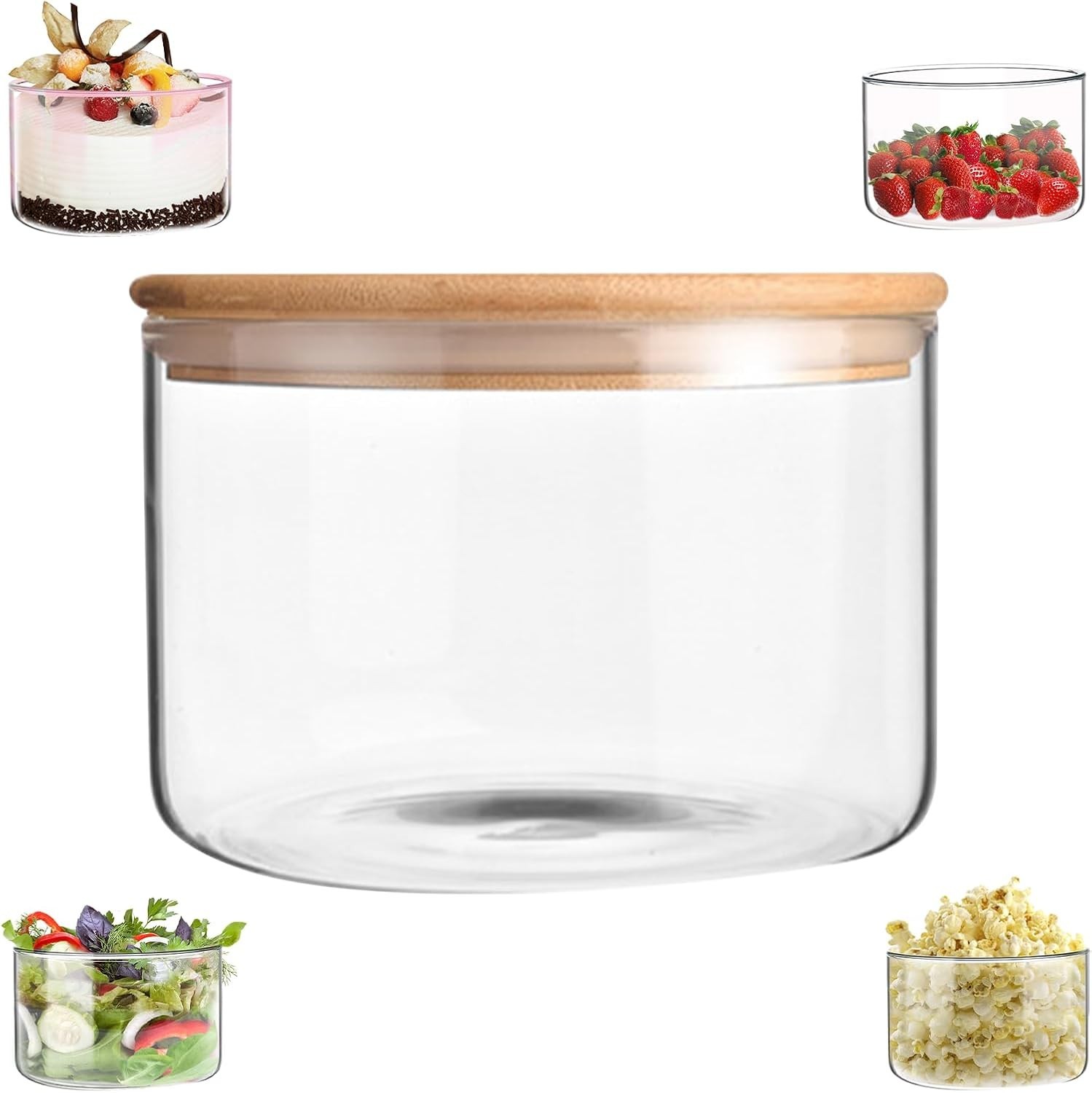 Premium Glass Trifle Bowl W/ Lid(120oz/3.5L Perfect Desserts Salads & Food
