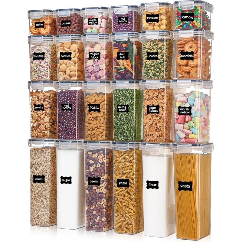 Airtight Food Storage Containers Set W/ Labels BPA Free Durable Plastic New
