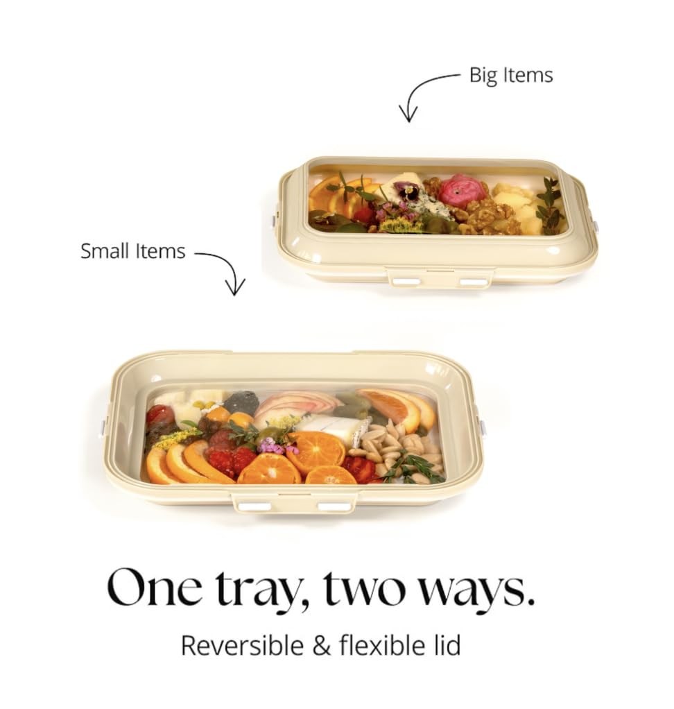 Crudités | Portable Snack Tray | Rectangle 2-Pack | Cream White | Reversible