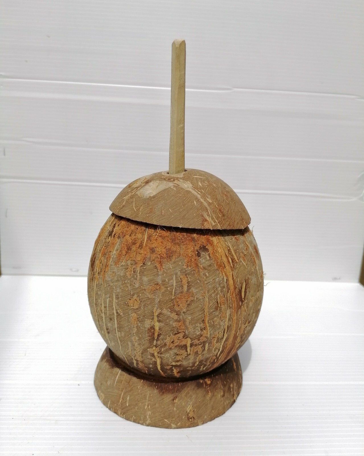 Ceylon Coconut Shell Salt Container With Lid & Spoon Handmade Kitchen Tools Eco