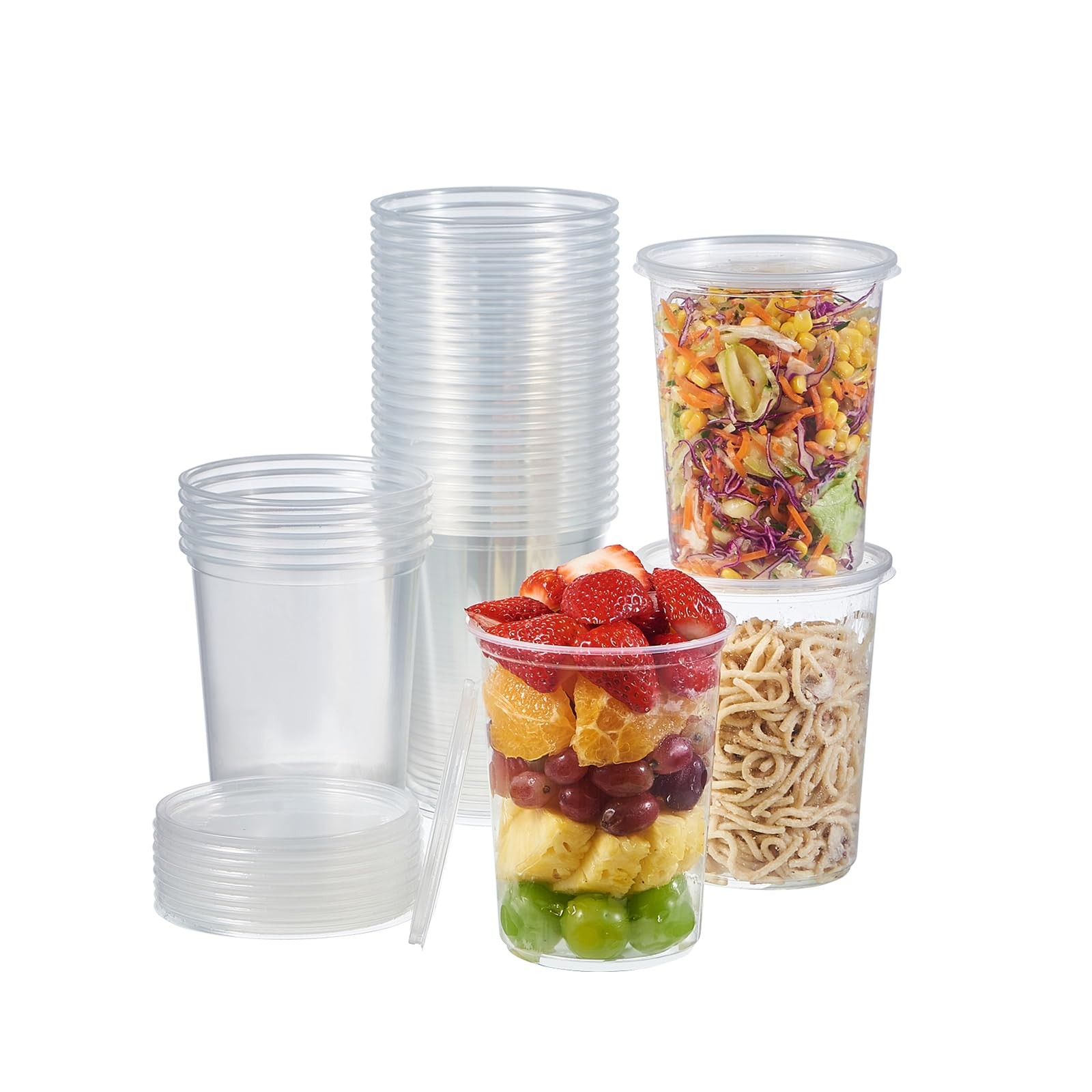 [42 Sets – 32 oz. Plastic Deli Food Storage Soup Togo Containers With Airtigh…