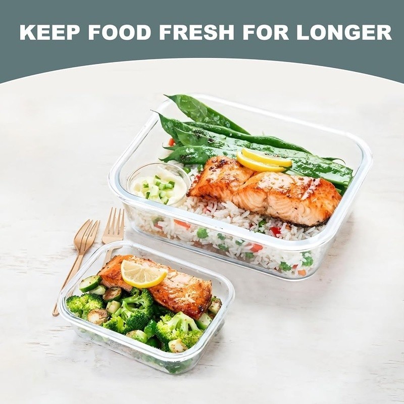 Glass Meal Prep Containers Set 10 Pack Airtight Leak-proof Storage BPA Free New