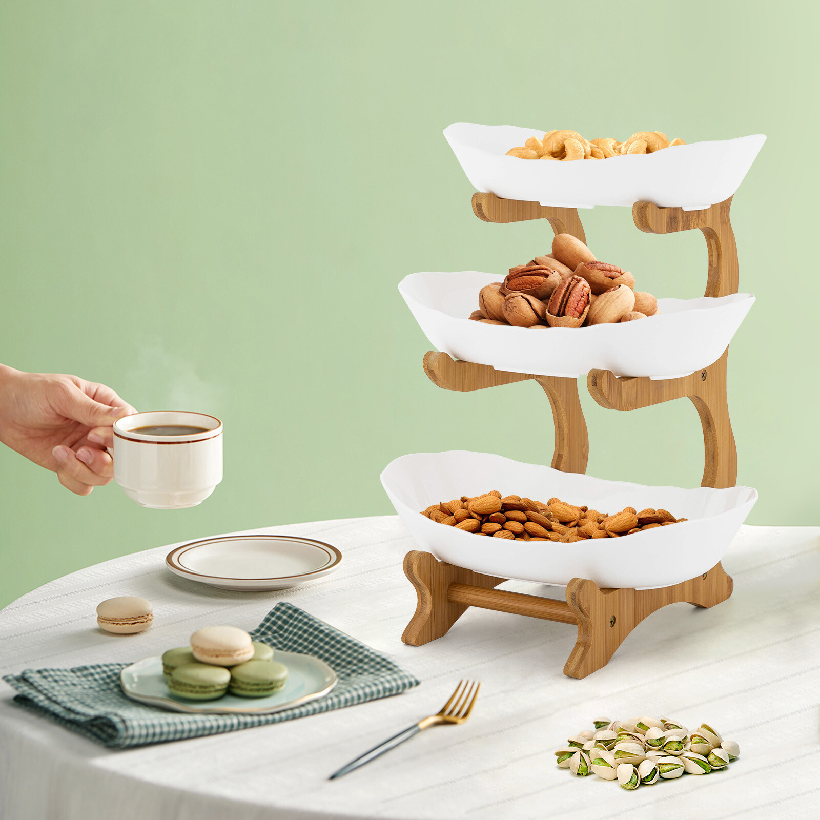 3Tier Fruit Basket Bowl Holder Stand Kitchen Organizer Snacks Vegetable Storage