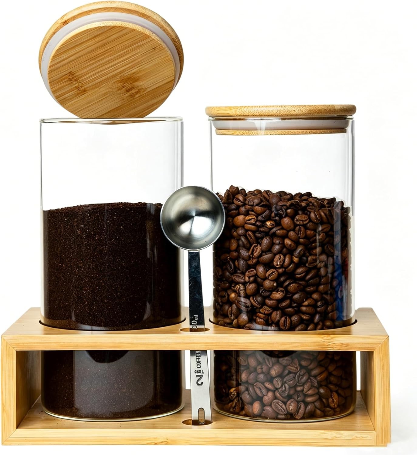 Glass Coffee Containers With Shelf – Coffee Bar Organizer And Accessories,