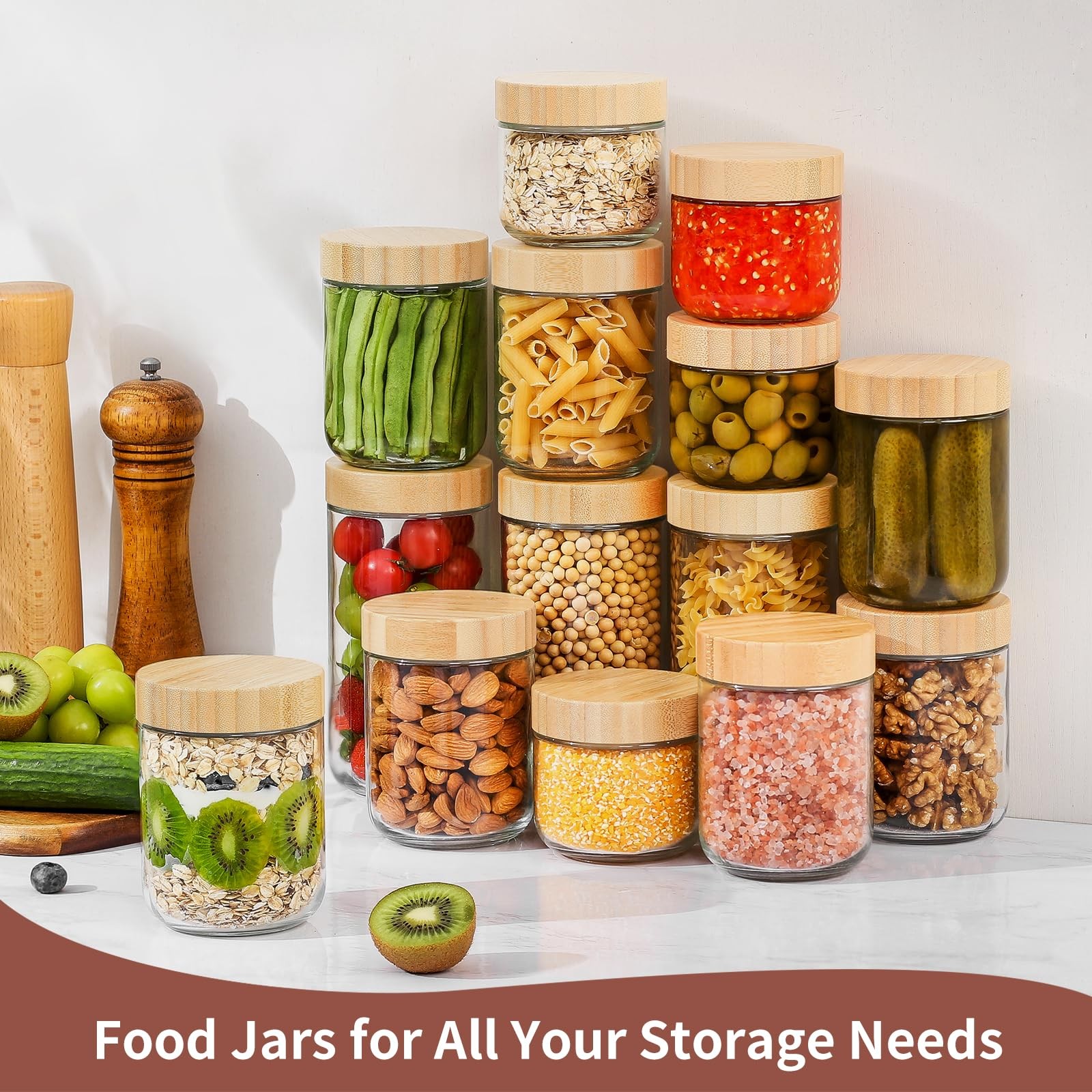 16 Oz Overnight Oats Containers with Lids – 4 Pack Glass Storage Jars with Ai…