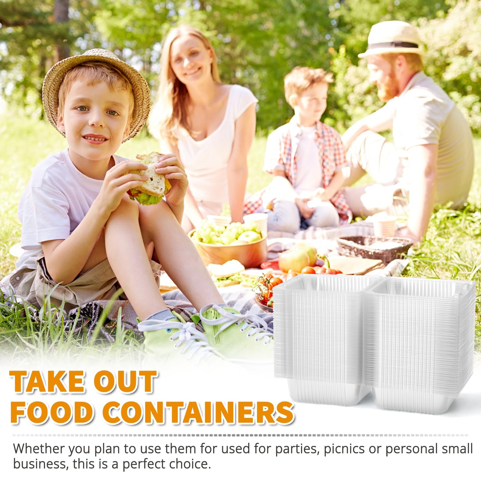 Envases de plástico transparente para comida para llevar, envases cuadrados