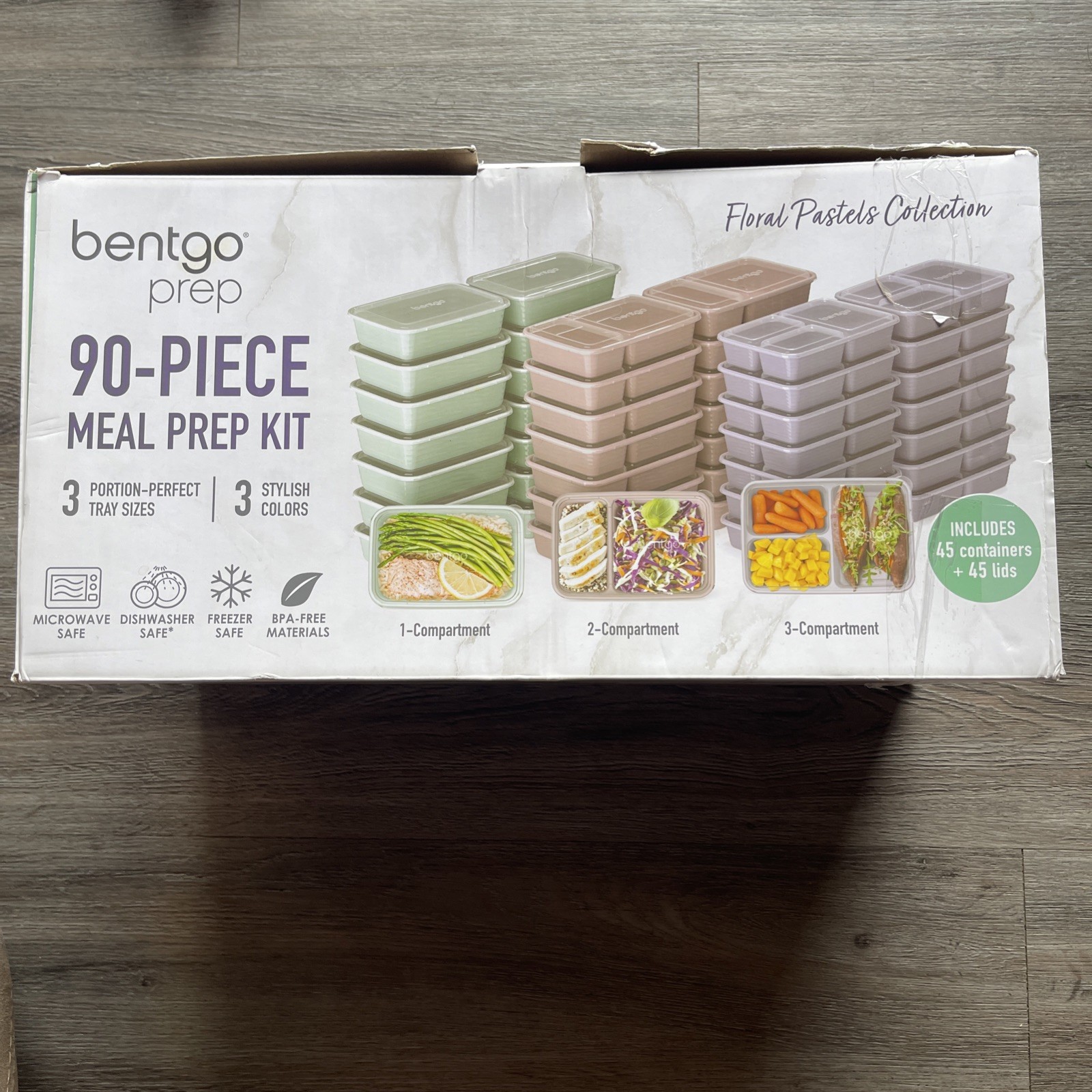 BENTGO PREP 90 PIECE MEAL PREP KIT FLORAL PASTELS COLLECTION