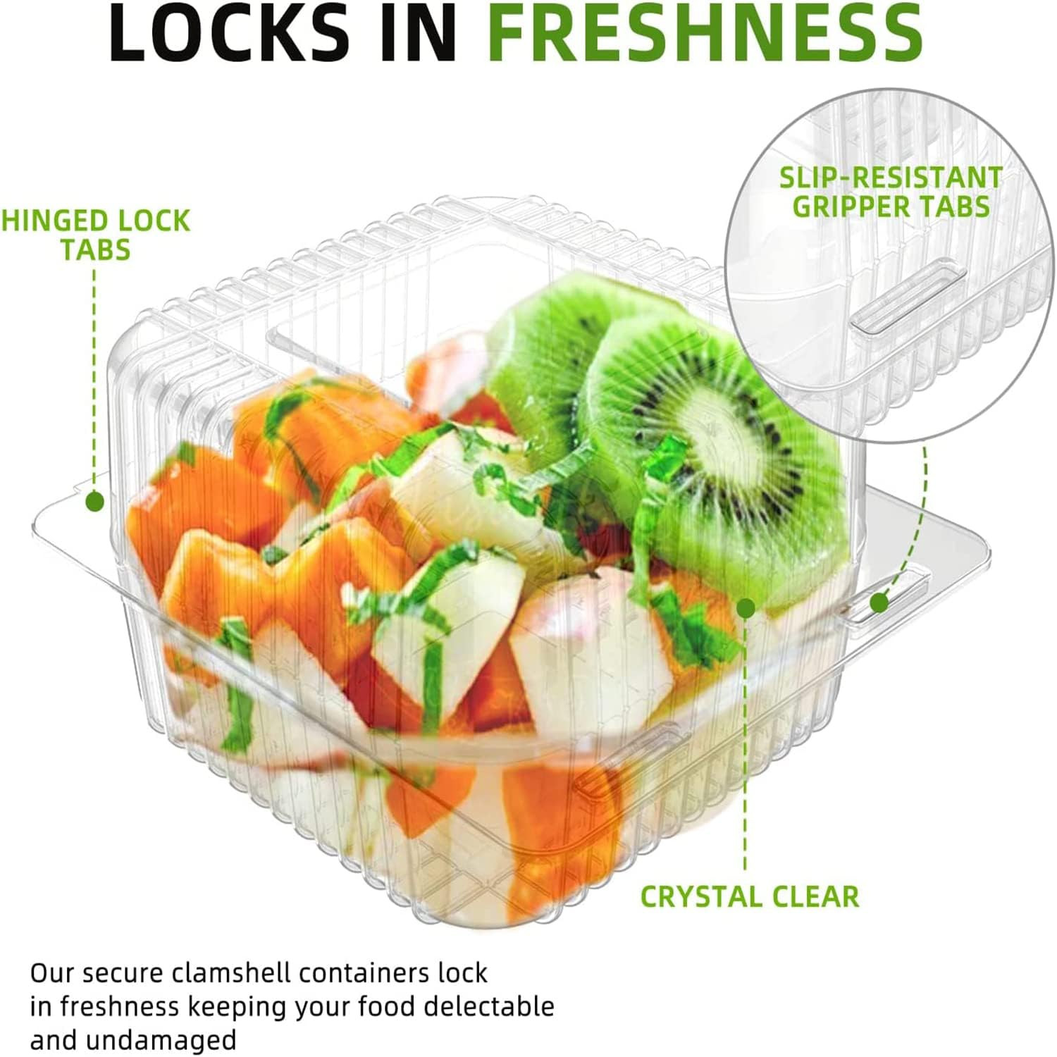 50 Count Clear Plastic Hinged Take Out Containers Clamshell Takeout Tray Food Cl