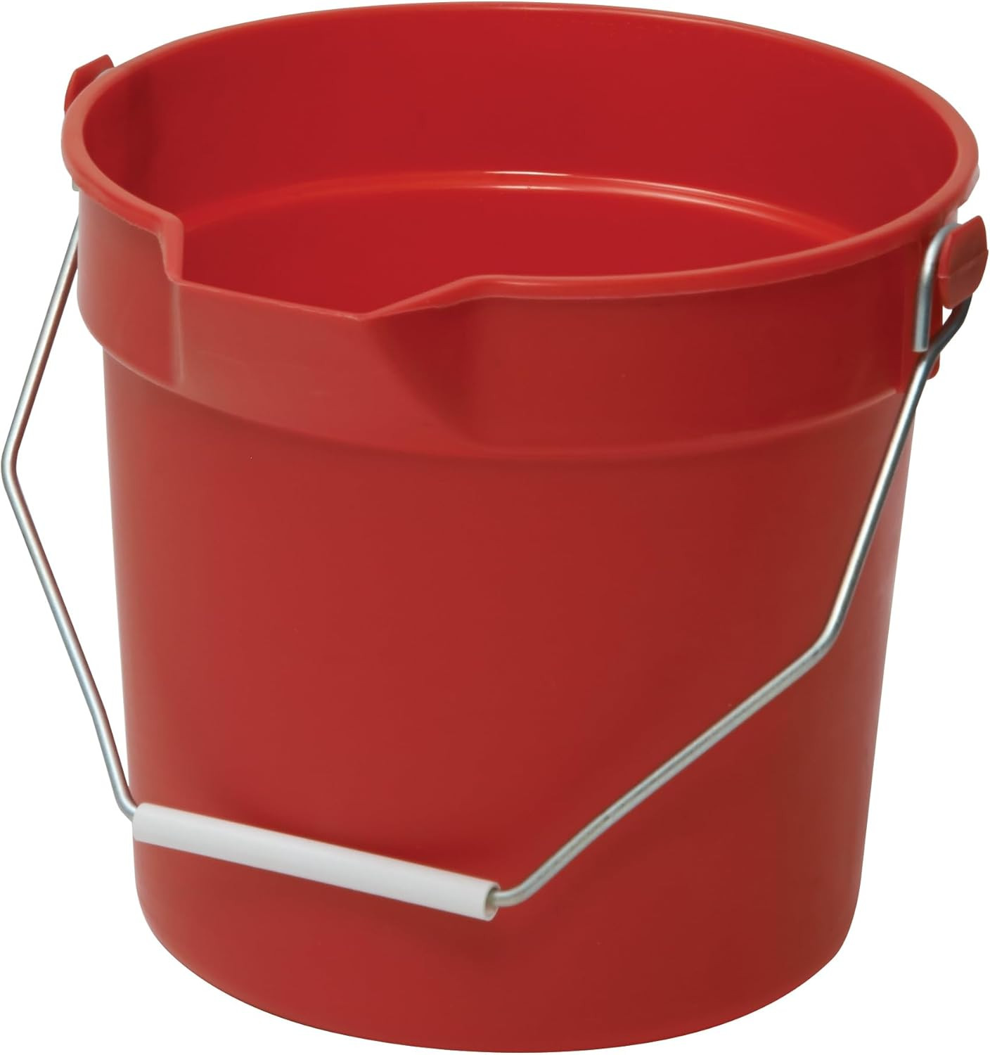 Heavy-Duty Plastic Bucket/Utility Pail with Pour Spout, 10 Quarts, Red
