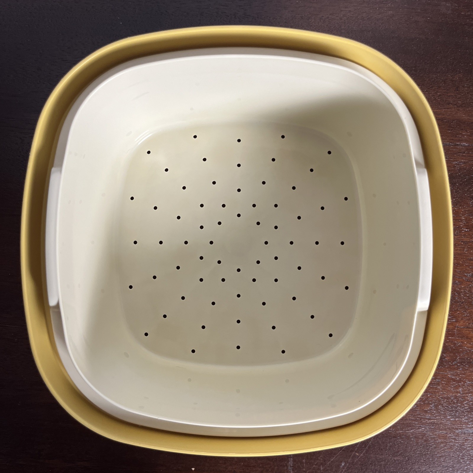 Vintage 3 Quart Tupperware Harvest Gold Steam N Store Steamer 888 Strainer w Lid