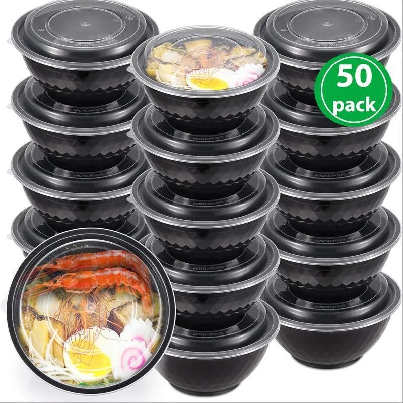 36oz Disposable Soup Bowls with Lid, Disposable Plastic Bowl Lunch Box