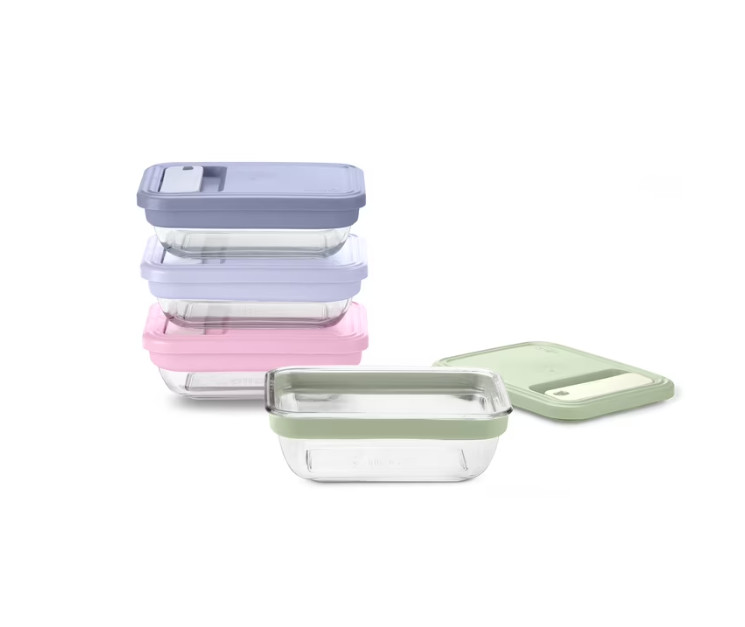 8 Piece Glass Meal Prep Food Storage Container Set with Locking Lids