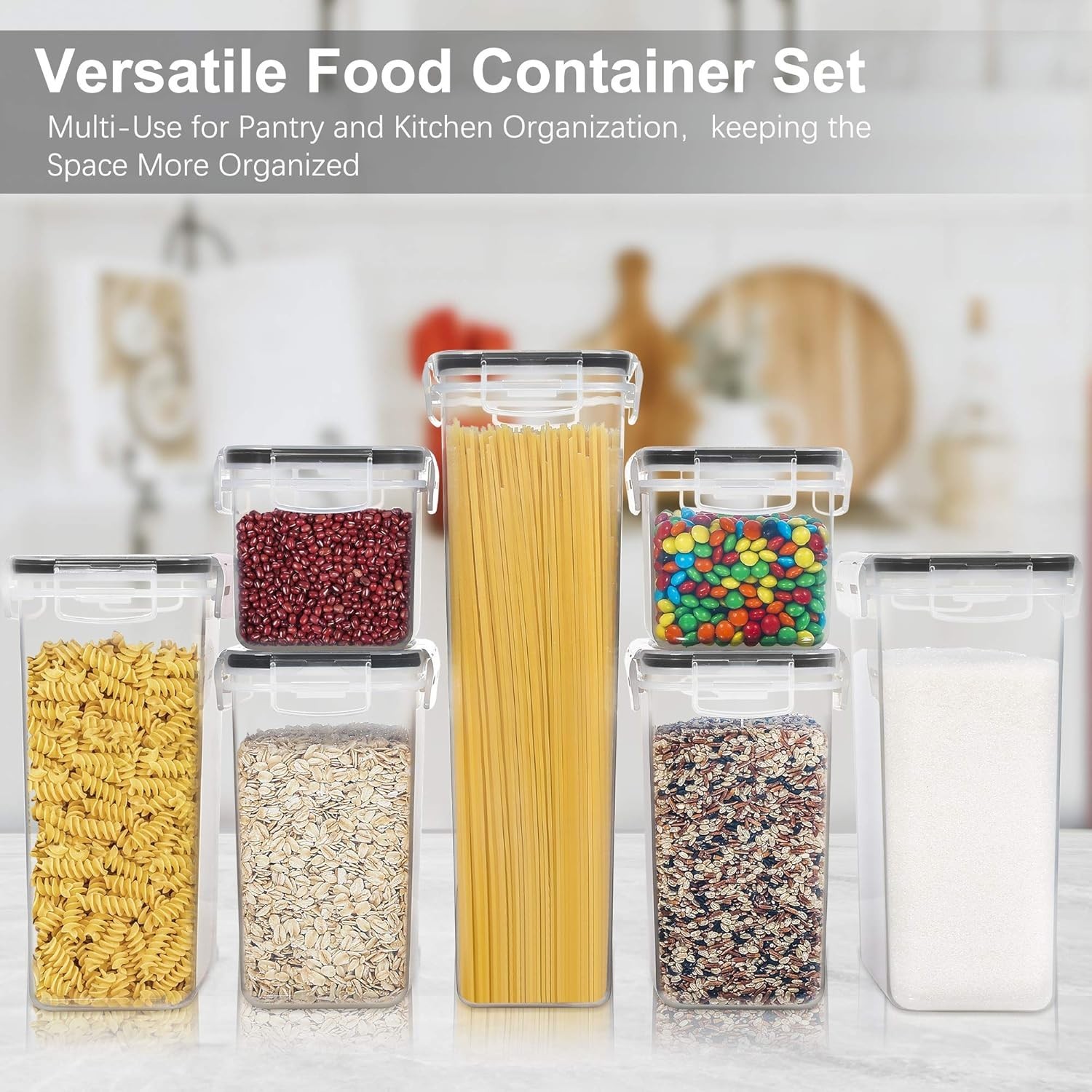 Airtight Food Storage Containers with Lids, 7 PCS BPA Free Kitchen Canisters …