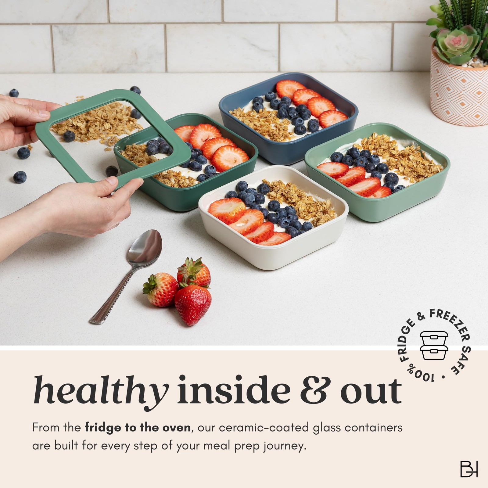 Glass Food Storage Container with Lid, 2.5-Cup Small Square | Microwave-Safe …