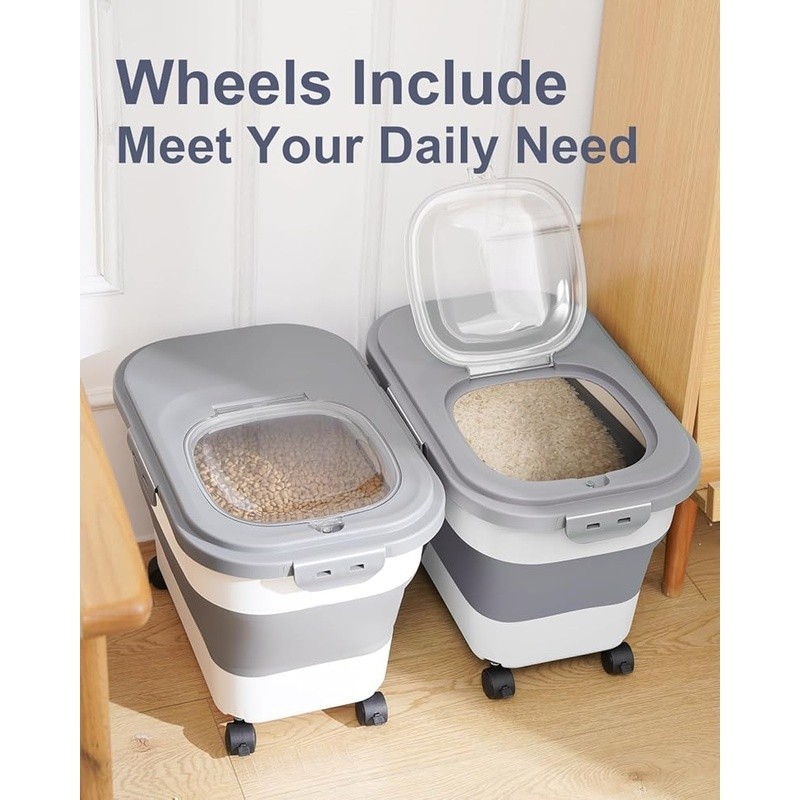 Extra-Large Airtight Food Storage Container W/ Wheels & Scoop Rice Pet Food New