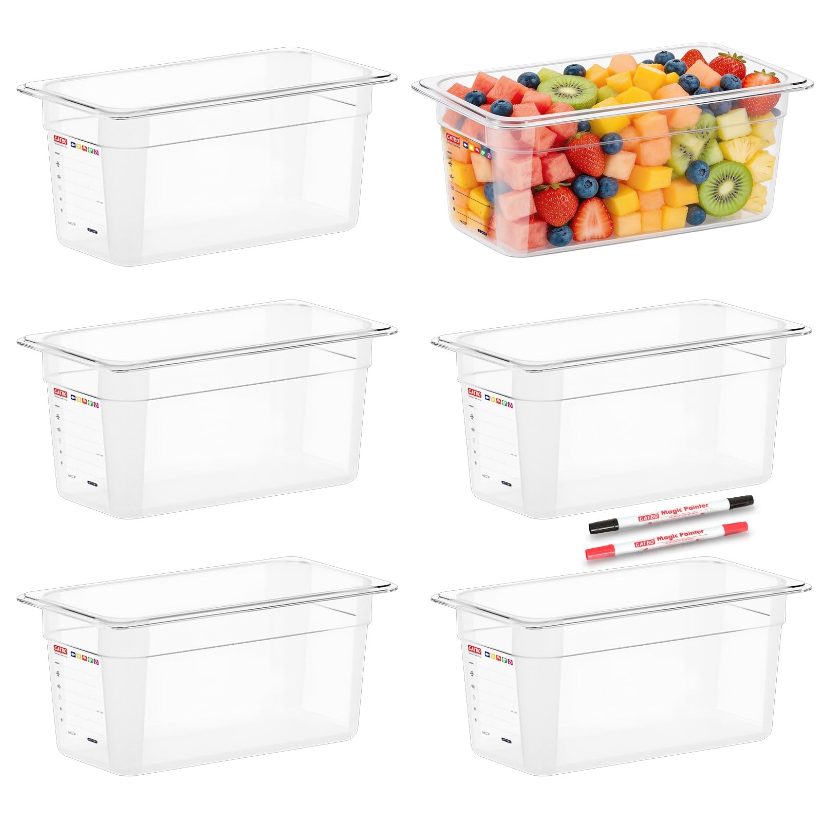 6-Pack 1/3 Size 6″ Deep Polycarbonate Food Pans, NSF Commercial Clear Food Pr…