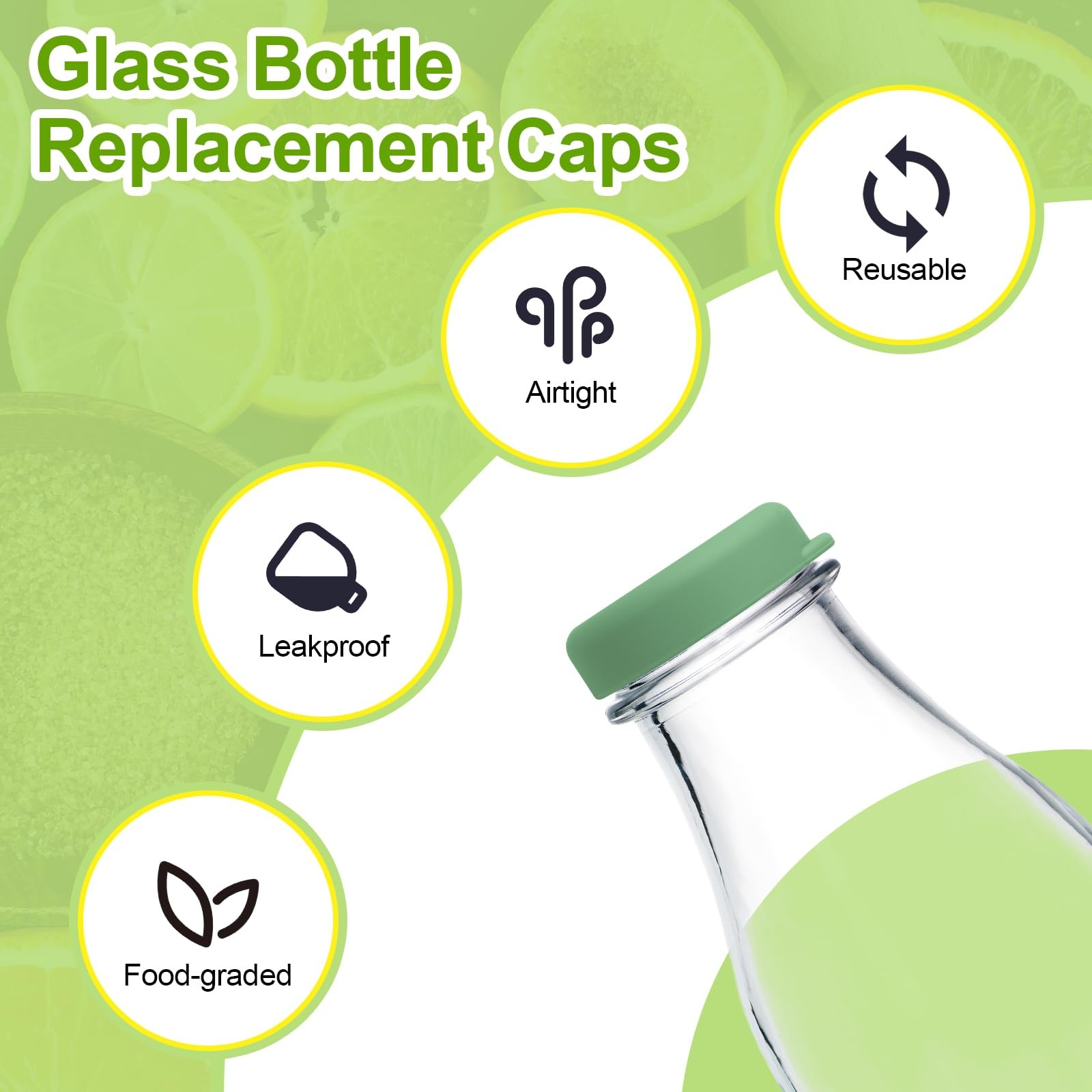6 Pcs Milk Bottle Caps – 48mm Diameter Reusable & Airtight Lids for Stanpac &…