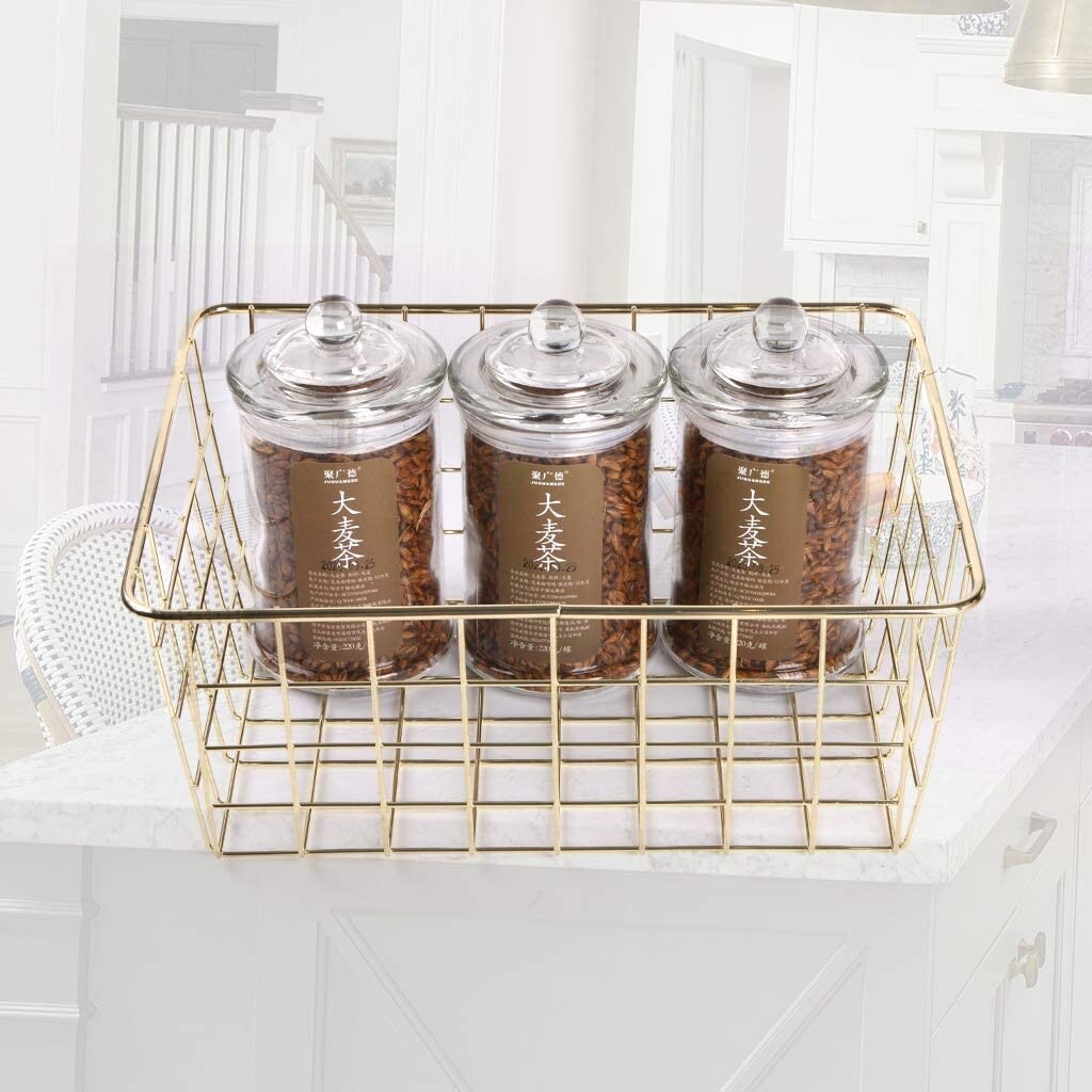 Fvstar 3pcs Wire Storage Basket Farmhouse Metal Household Container Storage