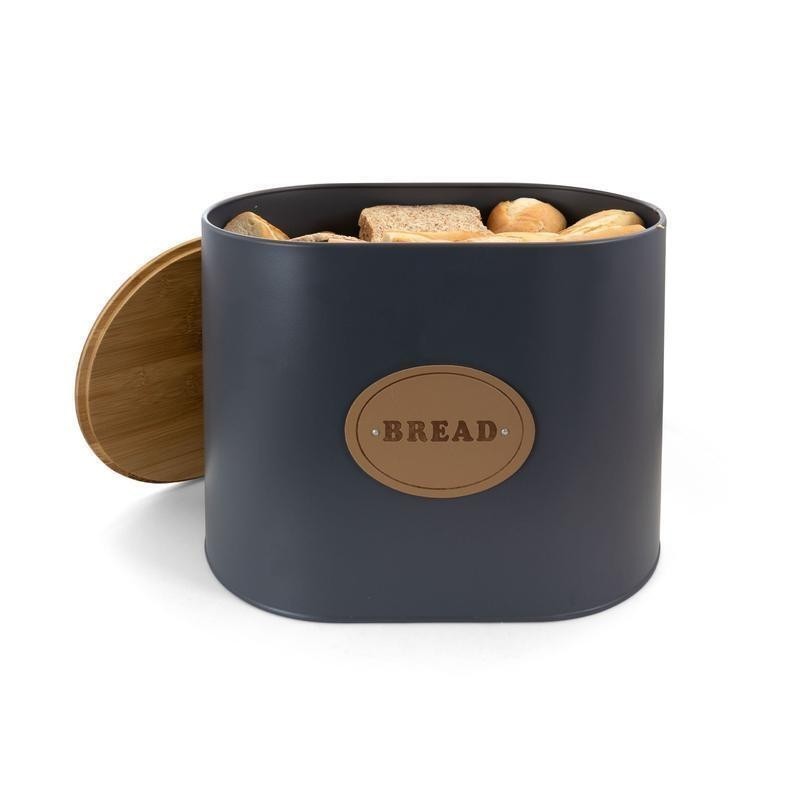 5 Piece Metal Canister Set W/ Bamboo Lids Kitchen Storage Organization New