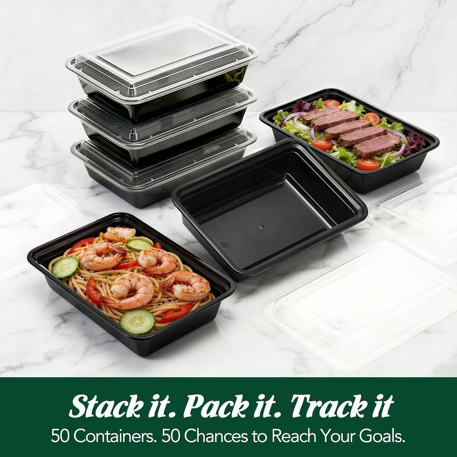 Glotoch 50 Pack 32Oz Meal Prep Containers with Lids – Microwave & Freezer Safe