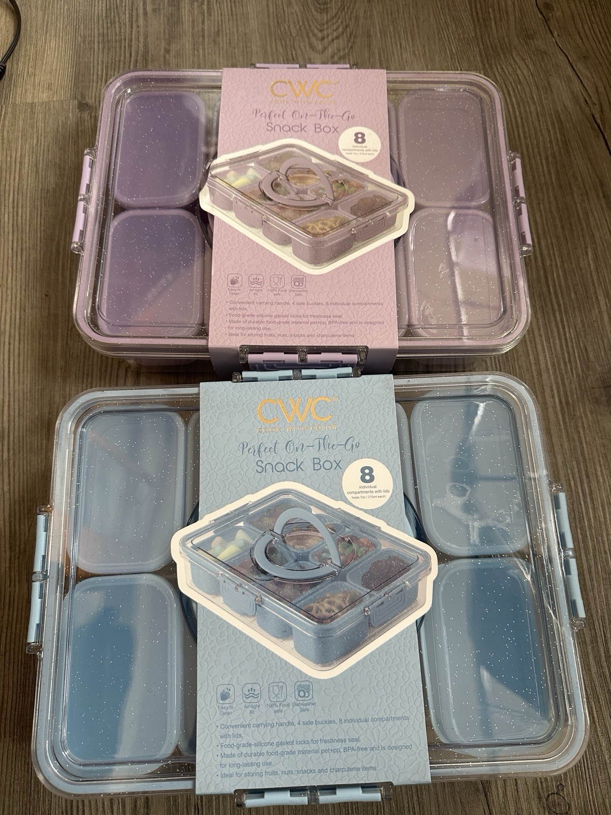 CWC Cook With Color Perfect On-The-Go Snack Snackle Box Blue And Purple Set Of 2