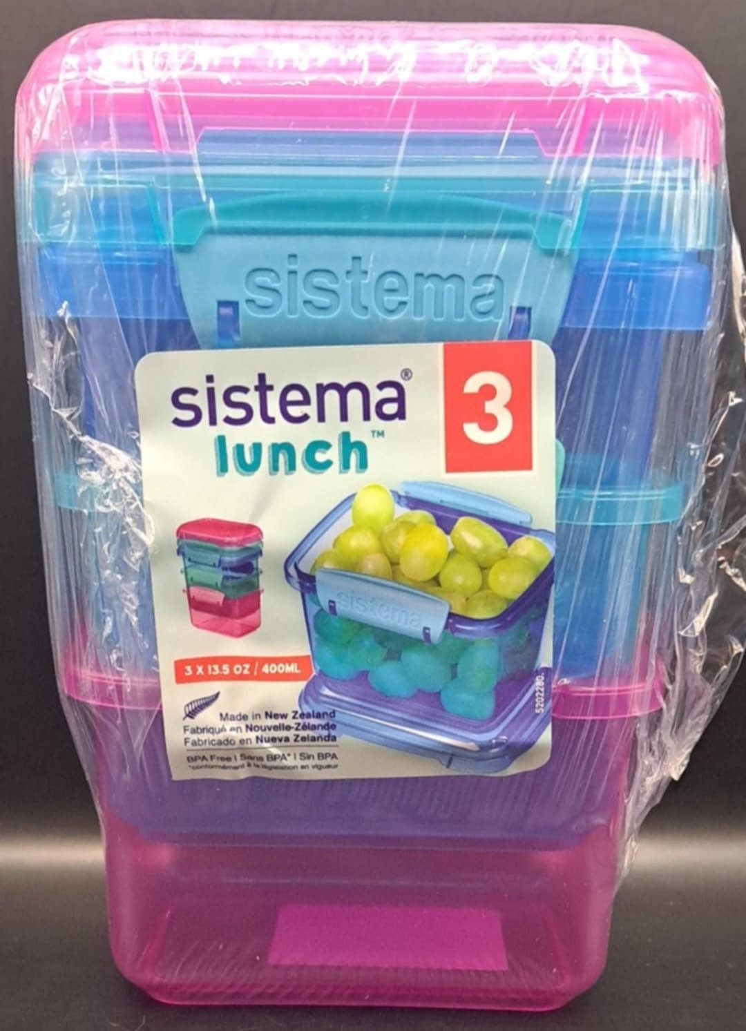 Sistema Lunch 3-Piece ~Colored~ Food Storage Containers with Lids ~400ml #41544