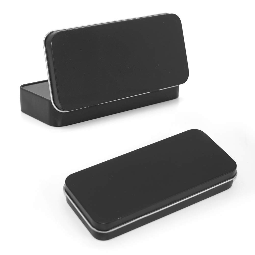Metal Rectangular Hinged Tin Boxes Lid Black Portable Storage Model 128 4 PCS