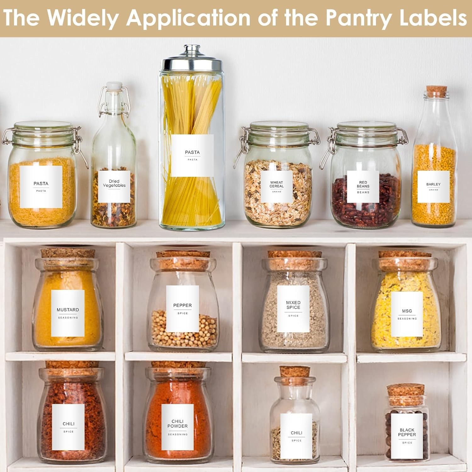 434 Pcs Kitchen Pantry Labels for Food Containers with DIY Blank Labels,3 Siz…