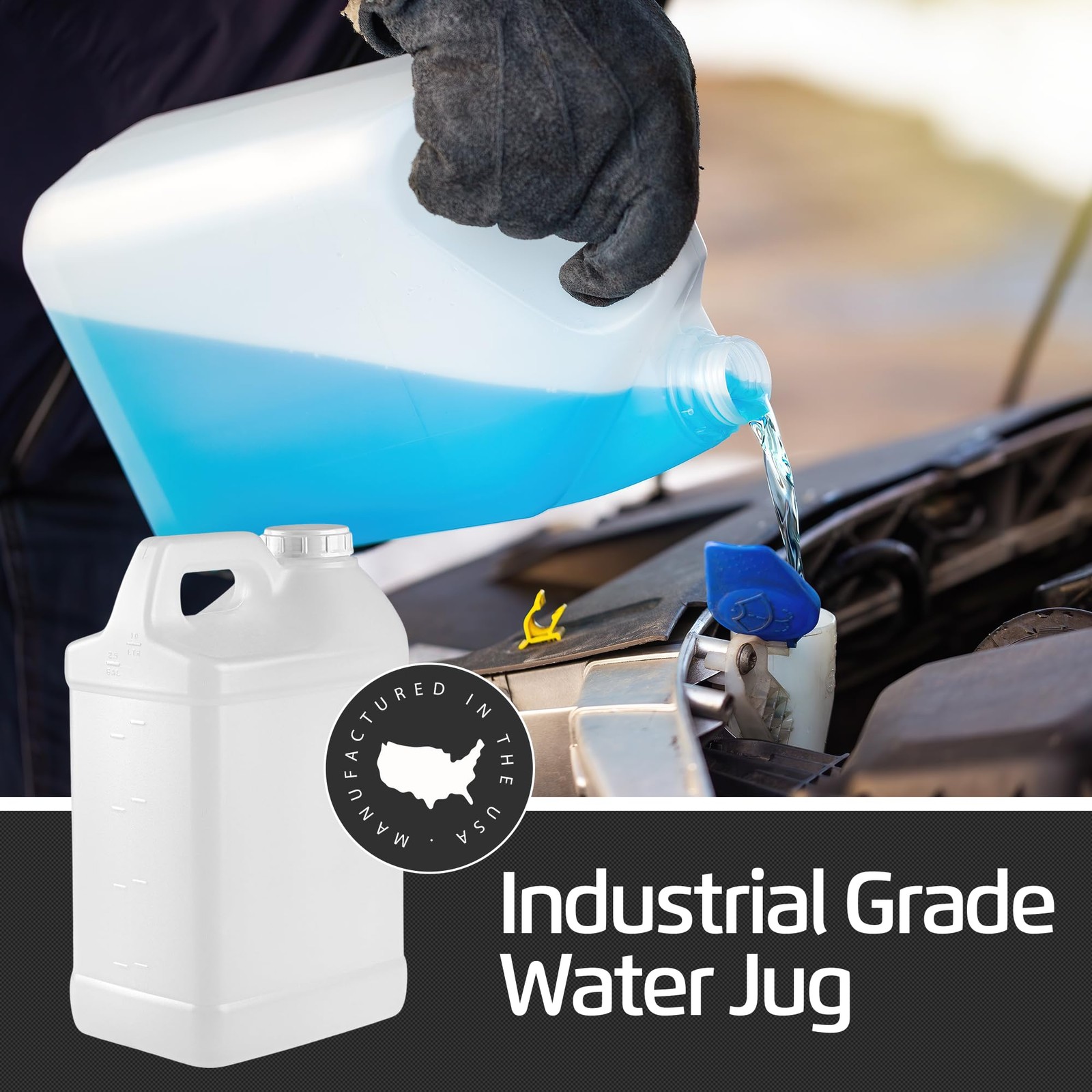 2.5 Gallon Heavy-Duty Water Jug – Automotive Oil Container & Liquid Storage
