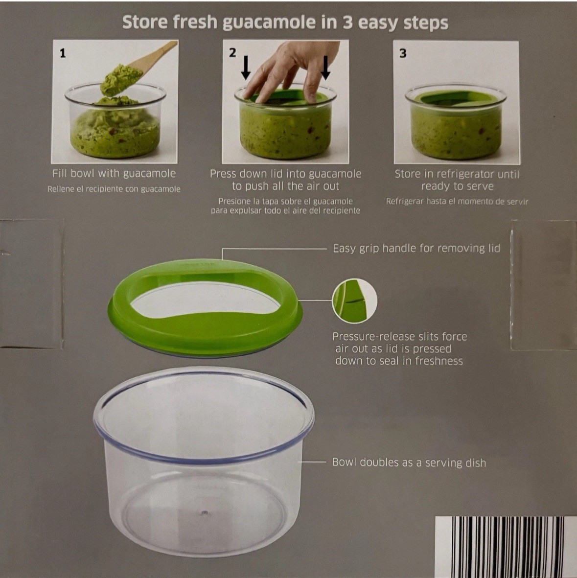 Crofton Fresh Guacamole Keeper Storage Container Airtight Lid BPA Free Green