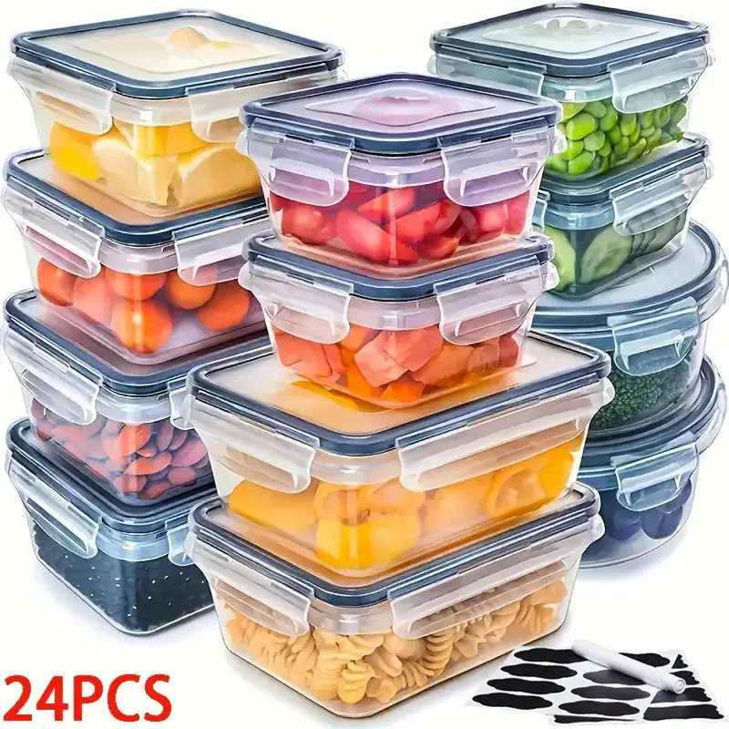 24 Piece Food Storage Containers w/ Labels And Marker