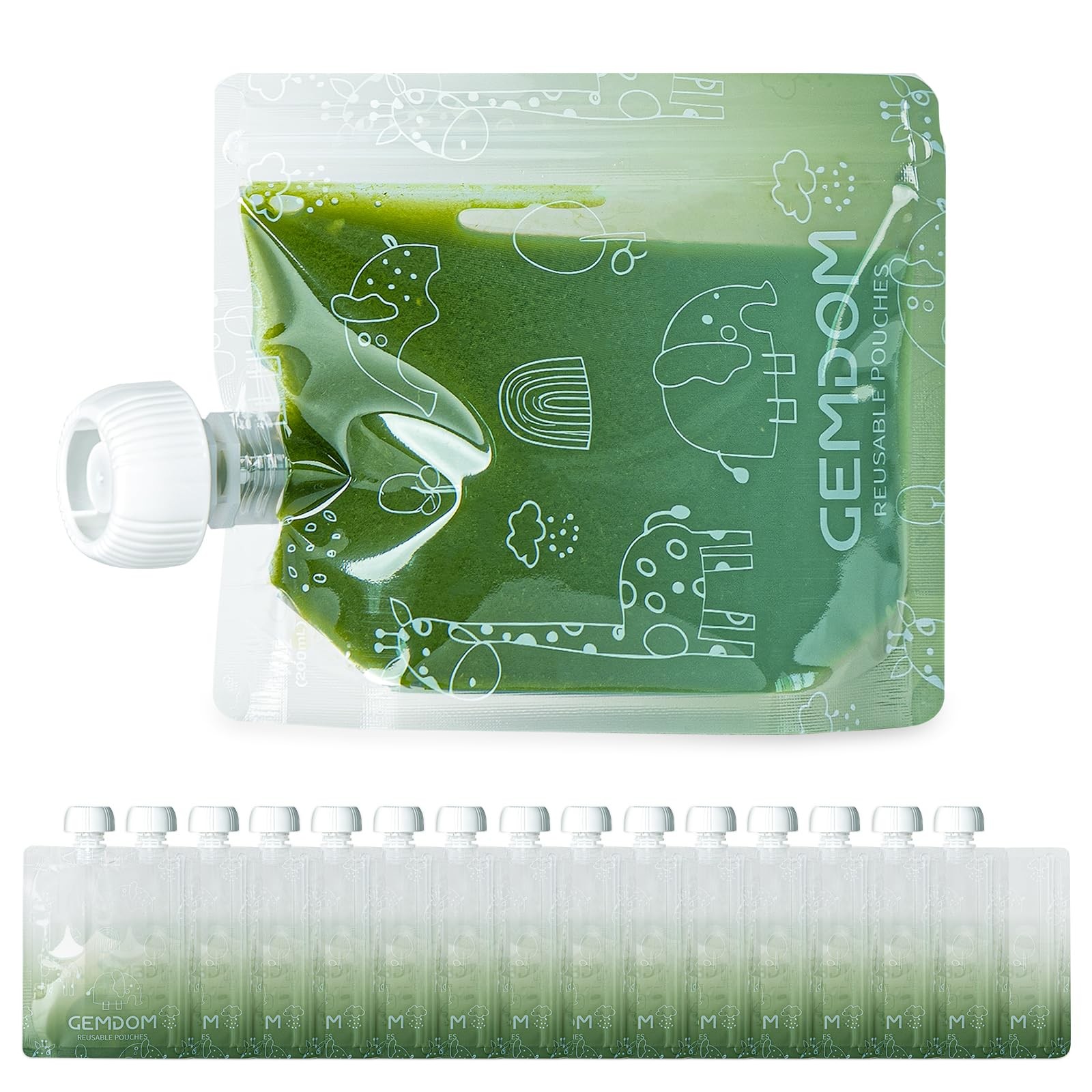15 Pack Reusable Baby Food Pouches for Toddlers, 7oz/200ml Refillable Squeeze…