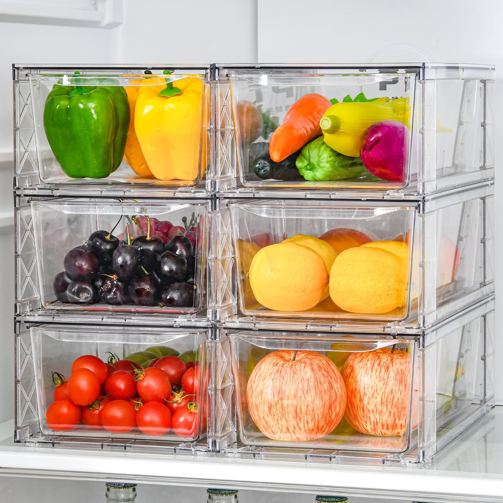Clear Plastic Pantry Organizers, 6Pack Stackable Storage Bins For Food