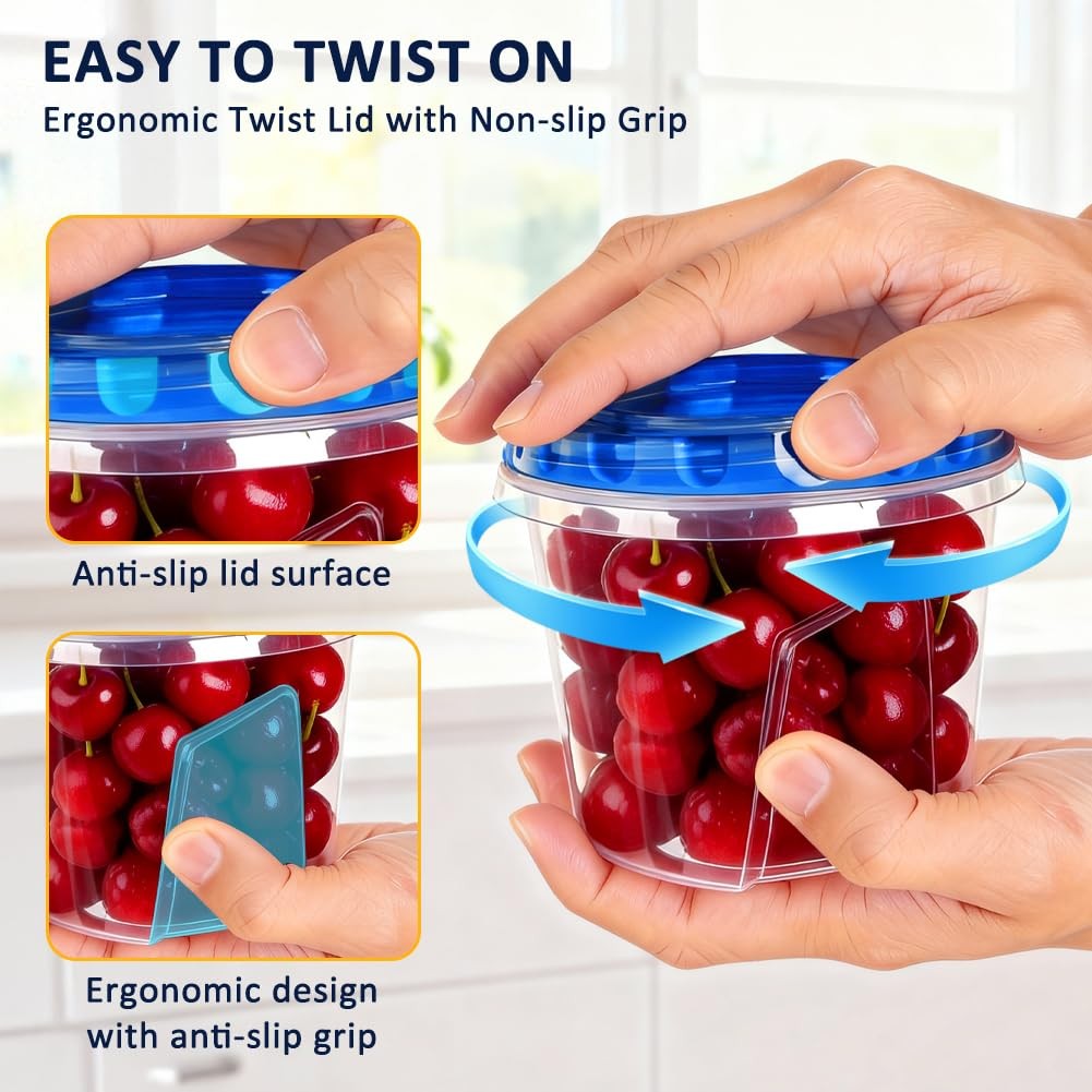 12 Pack 23.5 oz Reusable Freezer Storage Containers with Twist Top Lids Airti…