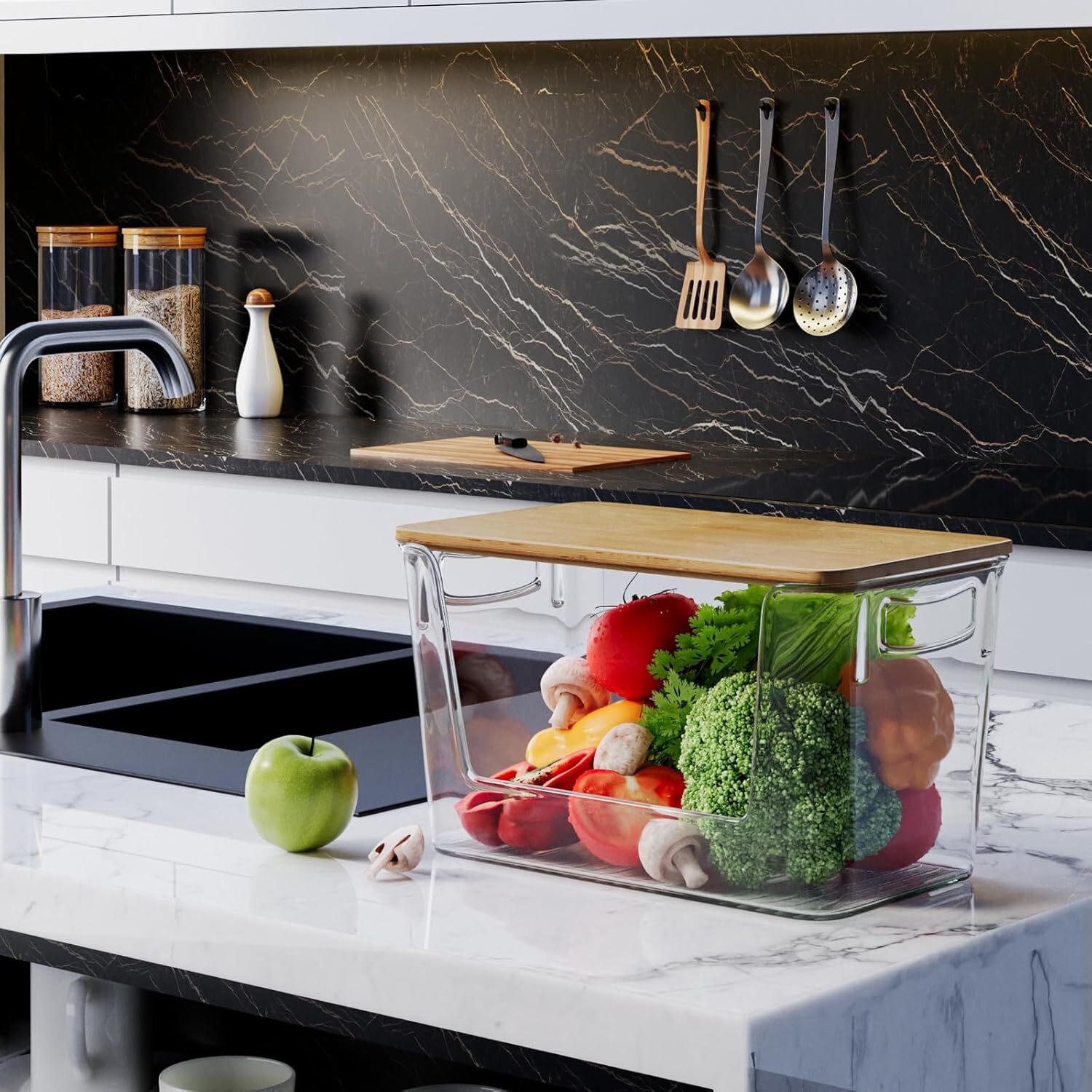 Pantry Organizers Storage, 2 Set Stackable Kitchen Counter Organizers for Onion