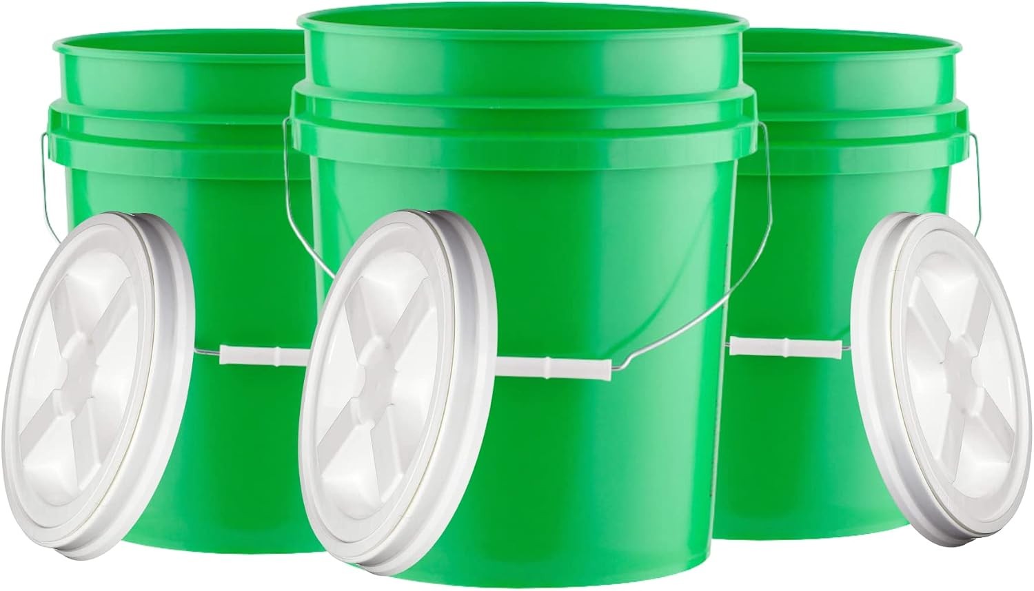 5 Gallon Bucket Pail Food Grade BPA Free with Screw on Gasket Lid (Pack of 3)