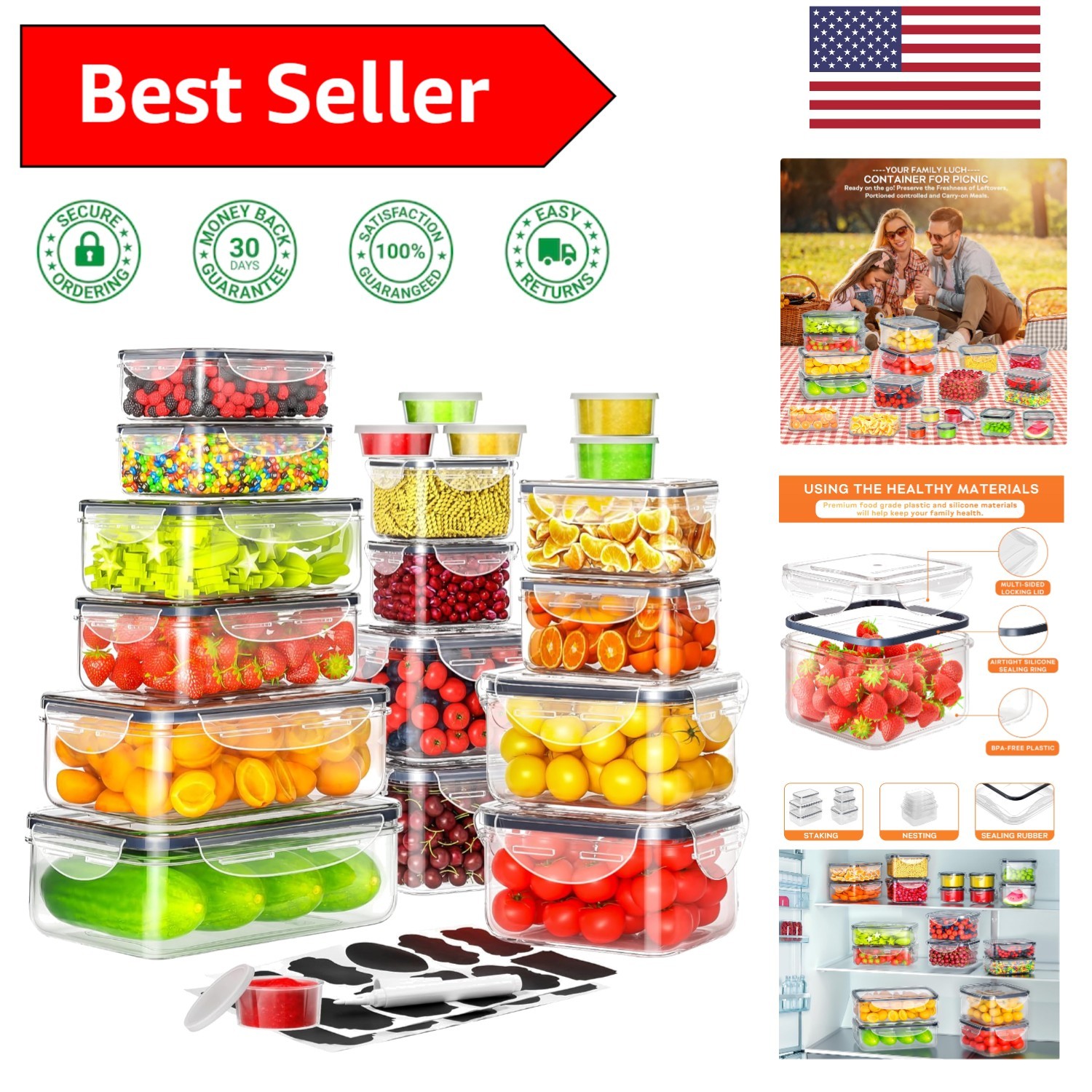 Versatile 40pc Meal Prep Container Set – Leakproof and Microwave Safe Storage