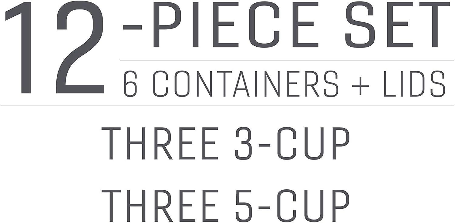 Food Storage Set with Push-On Leak-Proof Lids, Meal Prep Containers, 12-Pack