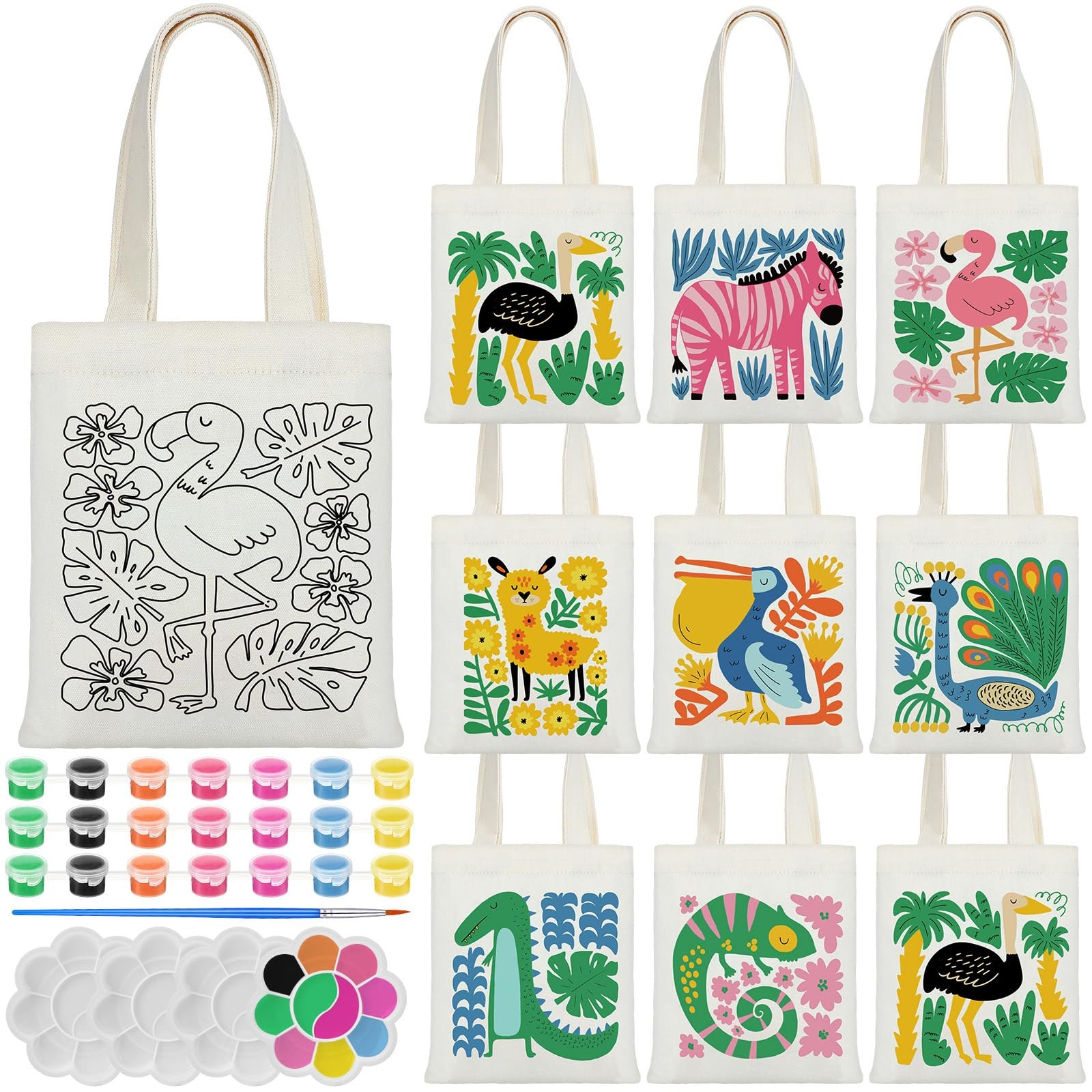 Aliceset 16 Pcs Mini Color Your Own Bag Canvas Tote Bag For Painting 7.9 X 8.6