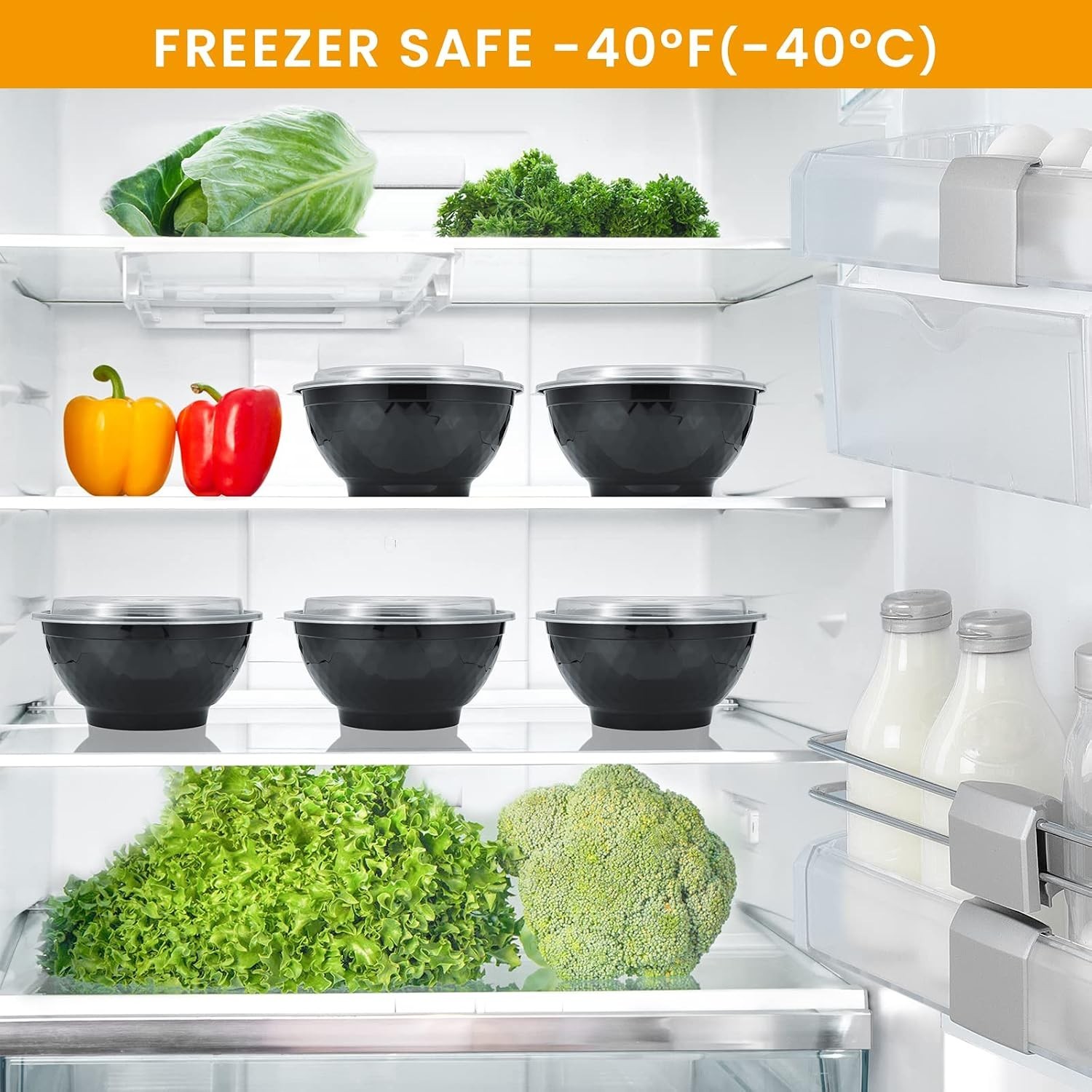 36oz Extra-Thick Meal Prep Bowls with Lids, Plastic Containers with Clear Cov…
